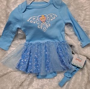 Baby girls Disney baby Cinderella bodysuit dress & headband.